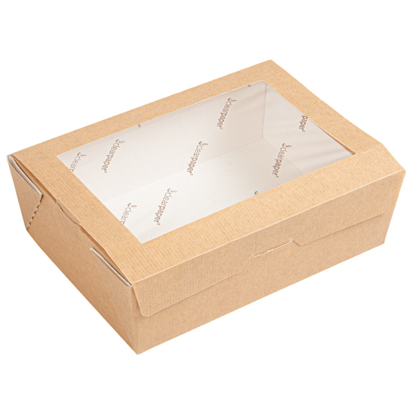 CAJAS CON VENTANA ECO 'THEPACK' 1000 ML 220 G/M2 12x17x5,5 CM NATURAL CARTÓN ONDULADO NANO-MICRO (200 UNID.)