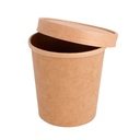 TARRINAS + TAPAS 480 ML - 16 oz 320 + 18 PE G/M2 Ø 9,8/7,5x10 CM NATURAL KRAFT (250 UNID.)