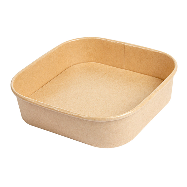 [258.76] CONTENEDORES CUADRADOS 750 ML 320 + 26 PE G/M2 16,7x16,7x4,3 CM NATURAL KRAFT (300 UNID.)