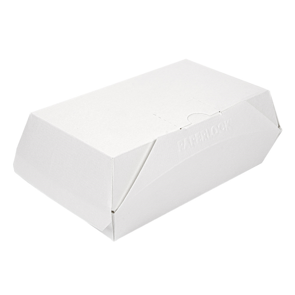 [254.57] Cajas "Lunch Box" Paperlock 'Thepack' 220 G/M2 19,5X12,5X7 Cm Blanco Cartón Ondulado Nano-Micro (300 Unid.)