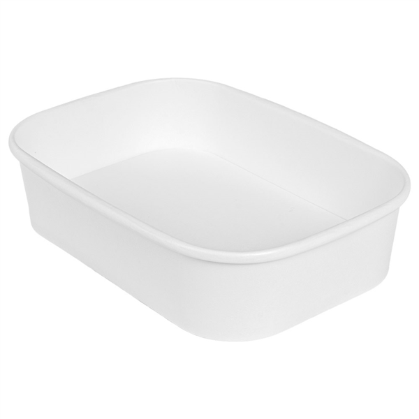 [266.26] Contenedores Rectangulares 500 Ml 320 + 26 Pe G/M2 17,3X12,3X4,1 Cm Blanco Kraft (300 Unid.)