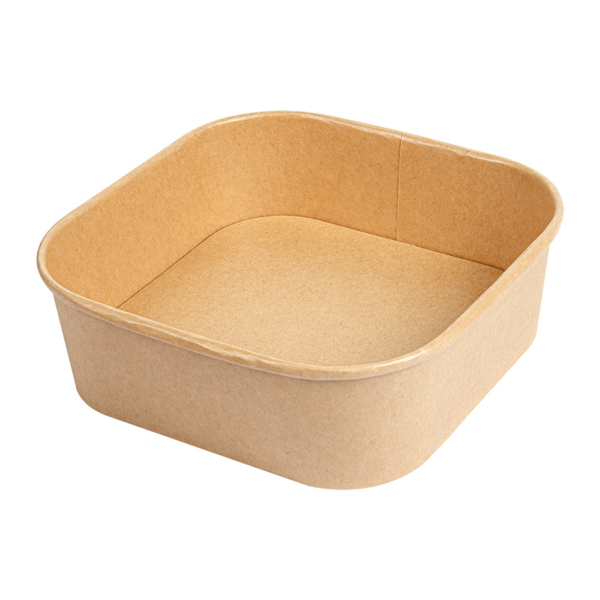 [258.77] CONTENEDORES CUADRADOS 1000 ML 320 + 26 PE G/M2 16,7x16,7x5,5 CM NATURAL KRAFT (300 UNID.)