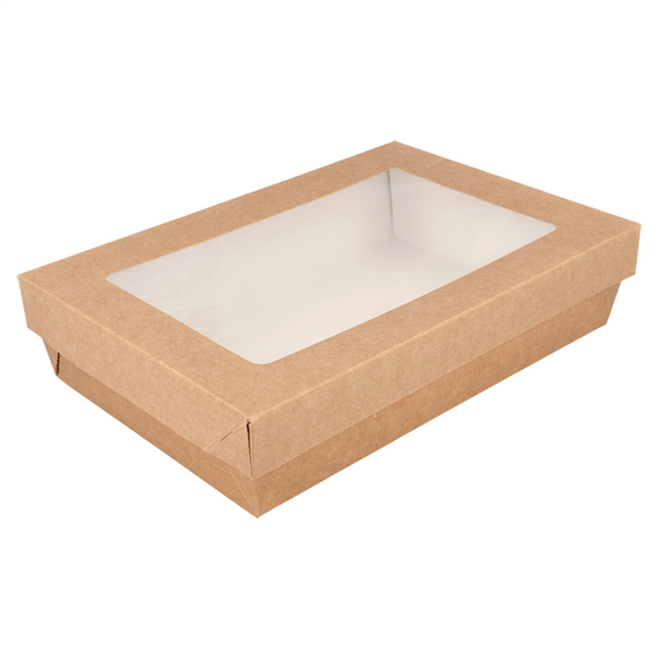 [256.06] CAJITAS+TAPAS CON VENTANA 'THEPACK' 1300 ML 240 G/M2 + 12PP +OPP 21x14x5 CM NATURAL CARTÓN ONDULADO NANO-MICRO (200 UNID.)