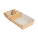Bandejas Transporte 1 Vaso+1 Compart. 'Thepack' 280 G/M2 25X12X4 Cm Natural Cartón Ondulado Nano-Micro (400 Unid.)