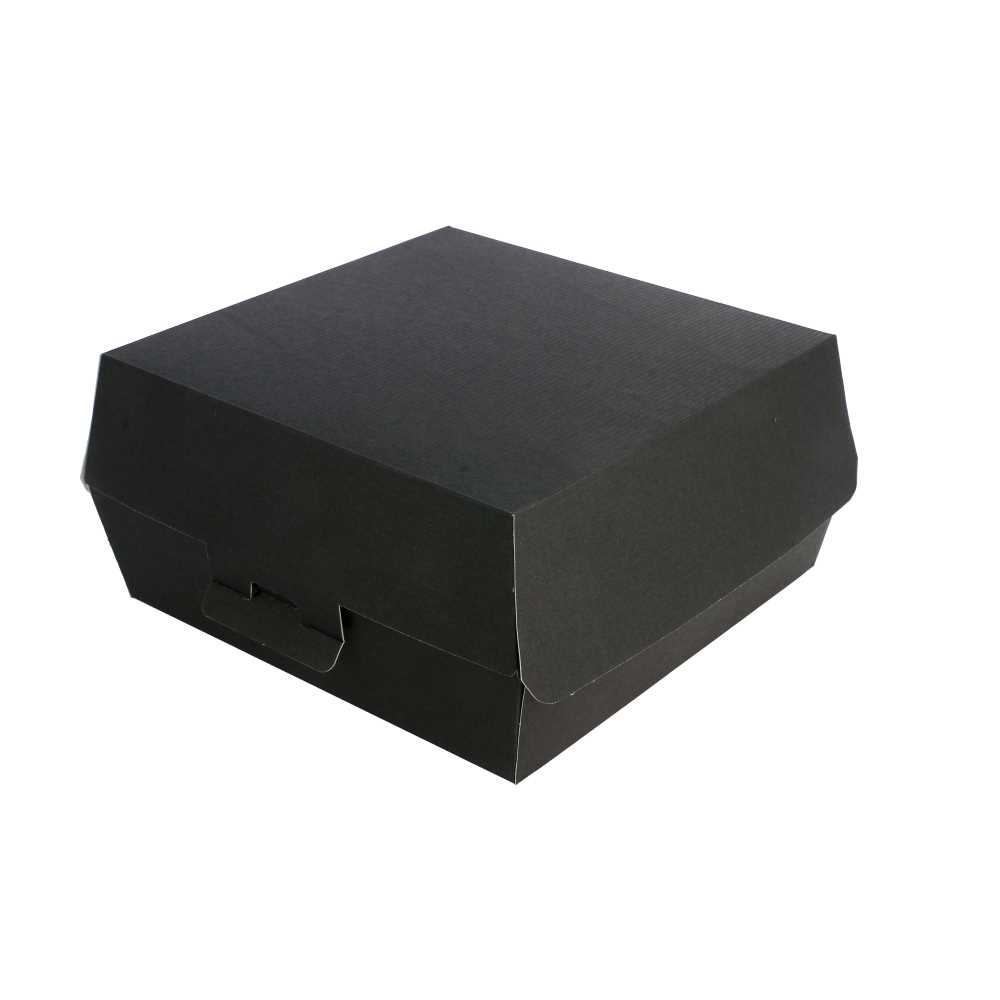 Conchas Hamburguesa 'Thepack' 230 G/M2 17,6X16,8X7,8 Cm (Xl) Negro Cartón Ondulado Nano-Micro (300 Unid.)