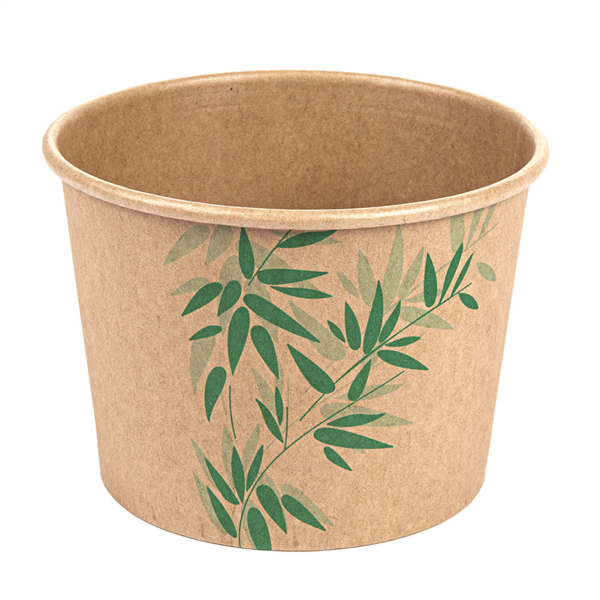 TARRINAS 'FEEL GREEN' 500 ML 280 + 18 PE G/M2 Ø11x8,2 CM MARRÓN KRAFT (500 UNID.)
