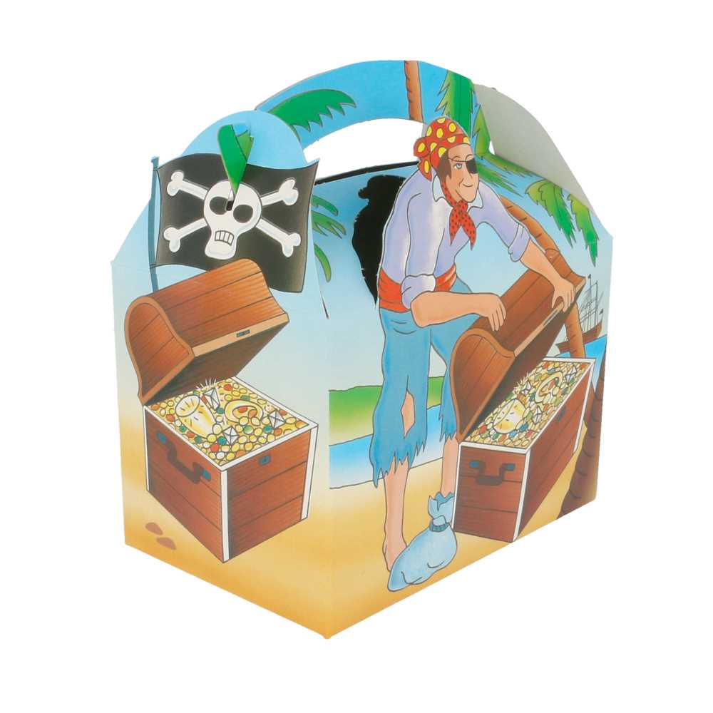 [137.34] CAJAS MENU INFANTIL "PIRATAS" 320 G/M2 15,50x10,50x17,50 CM CUATRICROMÍA CARTONCILLO (300 UNID.)