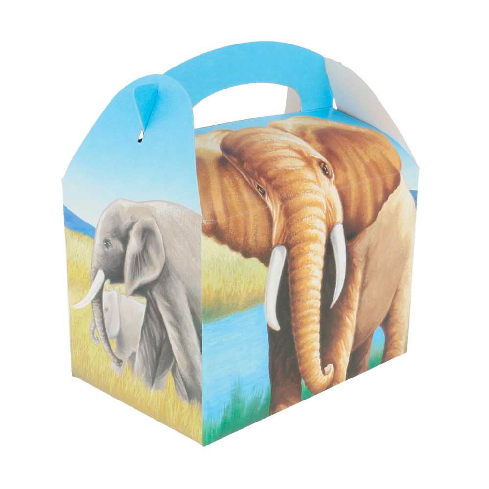 [137.33] CAJAS MENU INFANTIL "ELEFANTES" 320 G/M2 15,50x10,50x17,50 CM CUATRICROMÍA CARTONCILLO (300 UNID.)