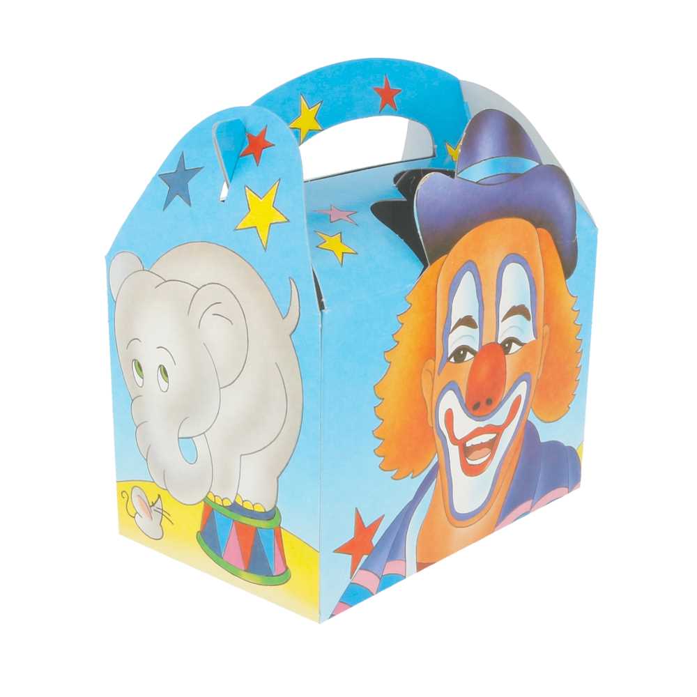 CAJAS MENU INFANTIL "CIRCO" 320 G/M2 15,50x10,50x17,50 CM CUATRICROMÍA CARTONCILLO (300 UNID.)