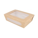 CAJAS PARA ENSALADA CON VENTANA 1200 ML - 40 oz 391 G/M2 + PE 20,4x14,2x6 CM MARRÓN CARTONCILLO (200 UNID.)