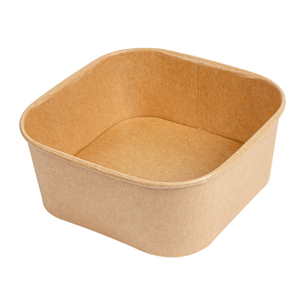 [258.78] CONTENEDORES CUADRADOS 1230 ML 320 + 26 PE G/M2 16,7x16,7x6,6 CM NATURAL KRAFT (300 UNID.)