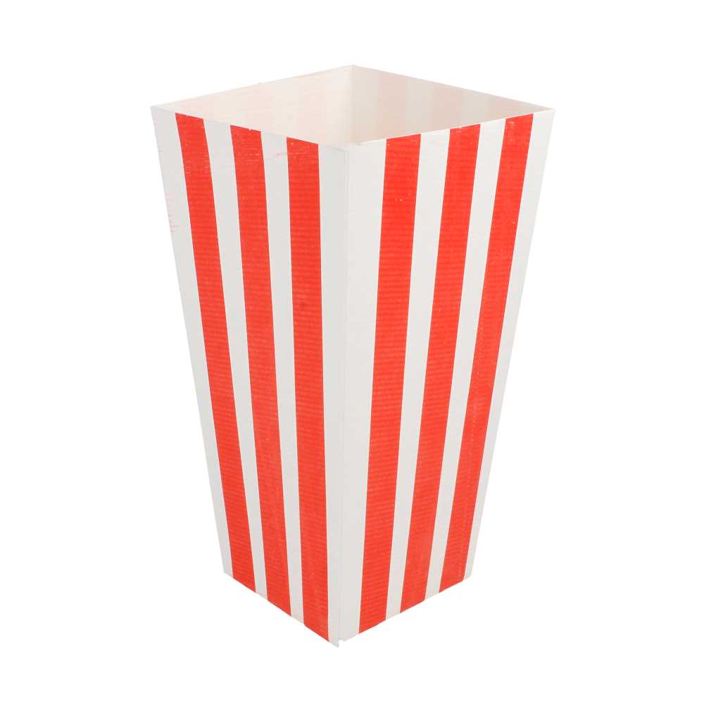 [235.00] RECIPIENTES POPCORN 'THEPACK STRIPES' 1 L 6,5x8,7x17,4 CM BLANCO CARTÓN ONDULADO NANO-MICRO (600 UNID.)
