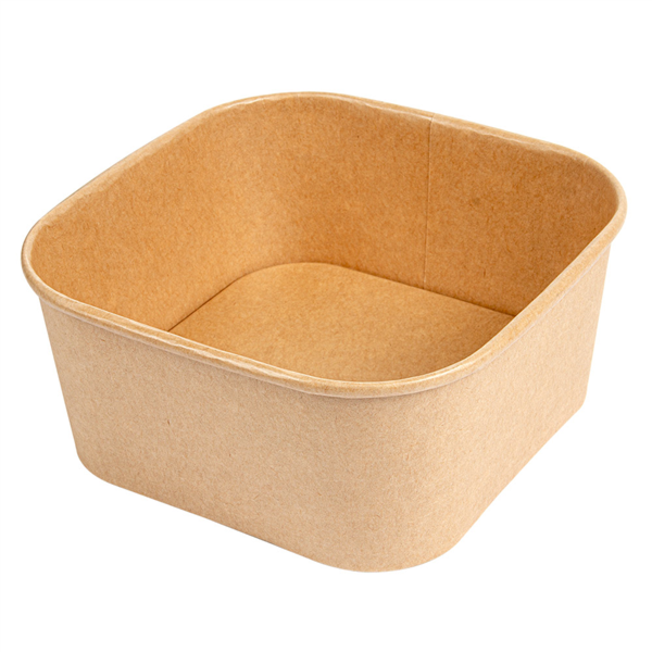 [258.79] CONTENEDORES CUADRADOS 1410 ML 320 + 26 PE G/M2 16,7x16,7x7,5 CM NATURAL KRAFT (300 UNID.)