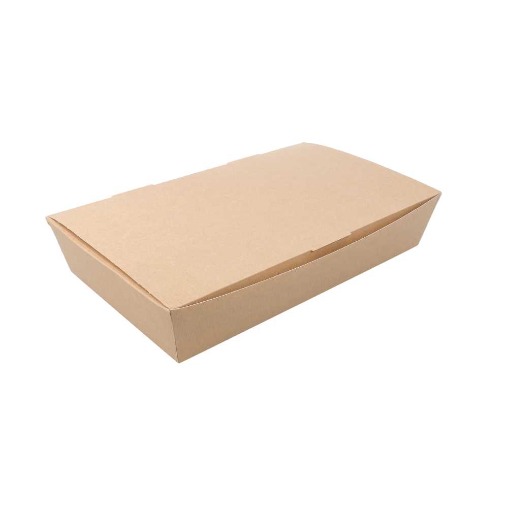 CAJAS "LUNCH BOX" TAPA 'THEPACK' 1700 ML (54 oz) 220 G/M2 27,5x16,5x5 CM NATURAL CARTÓN ONDULADO NANO-MICRO (240 UNID.)