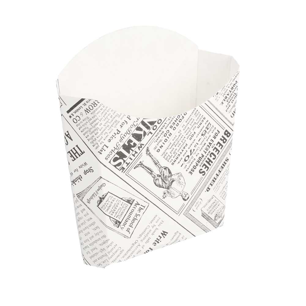CAJETILLAS FRITAS STANDARD 'THEPACK TIMES' 135 G 230 G/M2 13x8x13,5 CM BLANCO CARTÓN ONDULADO NANO-MICRO (1200 UNID.)