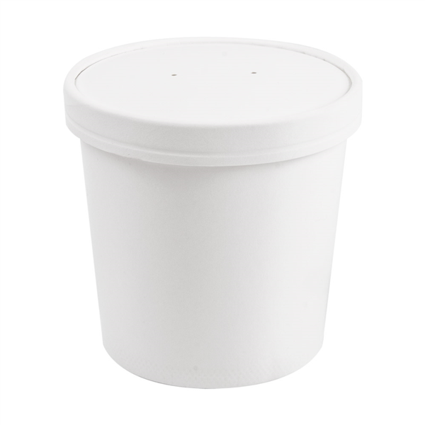 TARRINAS + TAPAS 780 ML - 26 oz 330 + 18 PE G/M2 Ø11,7/9,2x11 CM BLANCO CARTÓN (250 UNID.)