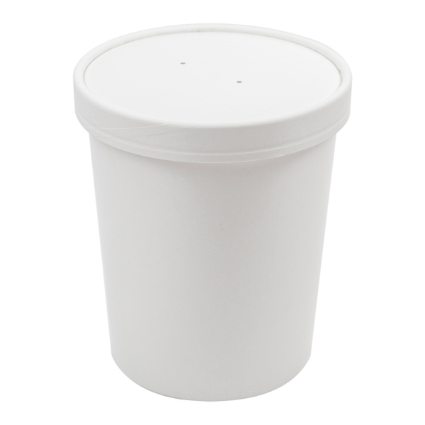 TARRINAS + TAPAS 960 ML - 32 oz 330 + 18 PE G/M2 Ø11,7/9,2x13,5 CM BLANCO CARTÓN (250 UNID.)