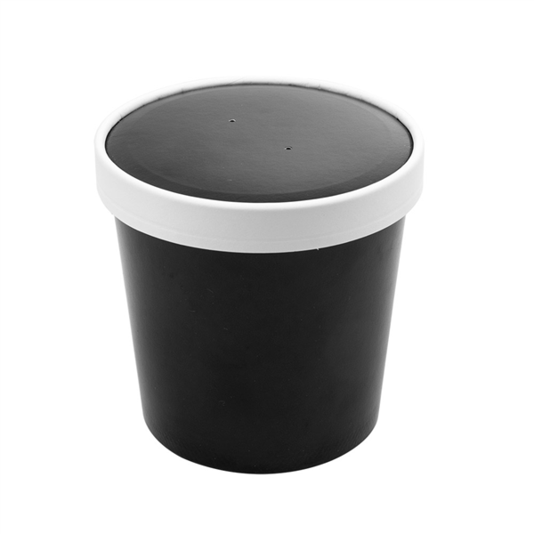 Tarrinas + Tapas 780 Ml - 26 Oz 330 + 18 Pe G/M2 Ø11,7/9,2X11 Cm Negro Cartón (250 Unid.)
