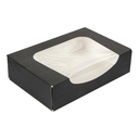 ENVASES SUSHI+VENTANA 'THEPACK' 230 G/M2 + OPP 17,5x12x4,5 CM NEGRO CARTÓN ONDULADO NANO-MICRO (400 UNID.)