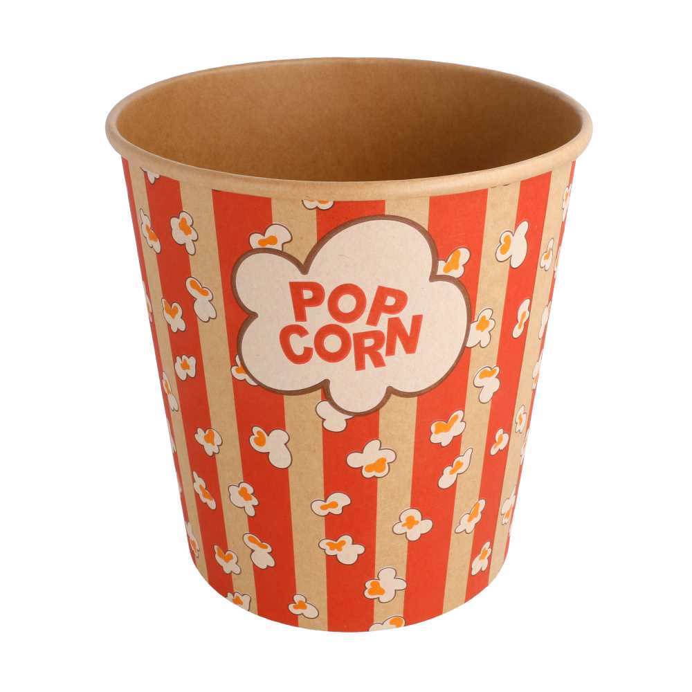 RECIPIENTES POPCORN 3900 ML 300 +20 PE G/M2 Ø 18,5/14,5x19,5 CM KRAFT (150 UNID.)