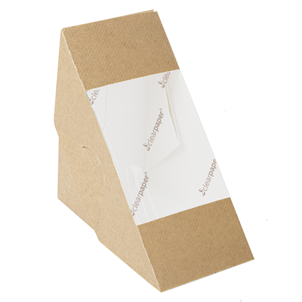 CAJAS SÁNDWICHES CON VENTANA ECO - DOBLE 'THEPACK' 220 G/M2 12,4x12,4x7,5 CM NATURAL CARTÓN ONDULADO NANO-MICRO (500 UNID.)