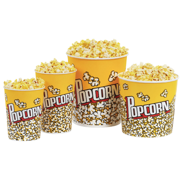 [178.60] RECIPIENTES POPCORN 1920 ML 260 +20 PE G/M2 Ø 13,3/10x19,5 CM CARTONCILLO (500 UNID.)