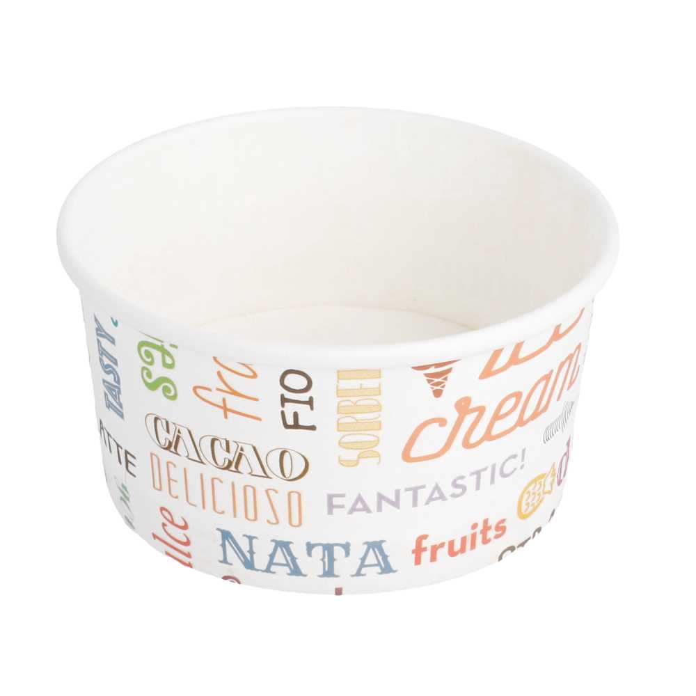 [230.32] TARRINAS HELADOS 'PAROLE' 150 ML 250 + 18 PE G/M2 Ø8,5x4,5 CM BLANCO CARTONCILLO (2000 UNID.)