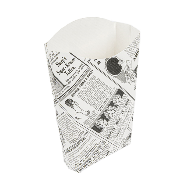 [234.41] CAJETILLAS FRITAS 'THEPACK TIMES' 190 G 230 G/M2 14,5x9,5x18 CM BLANCO CARTÓN ONDULADO NANO-MICRO (1200 UNID.)