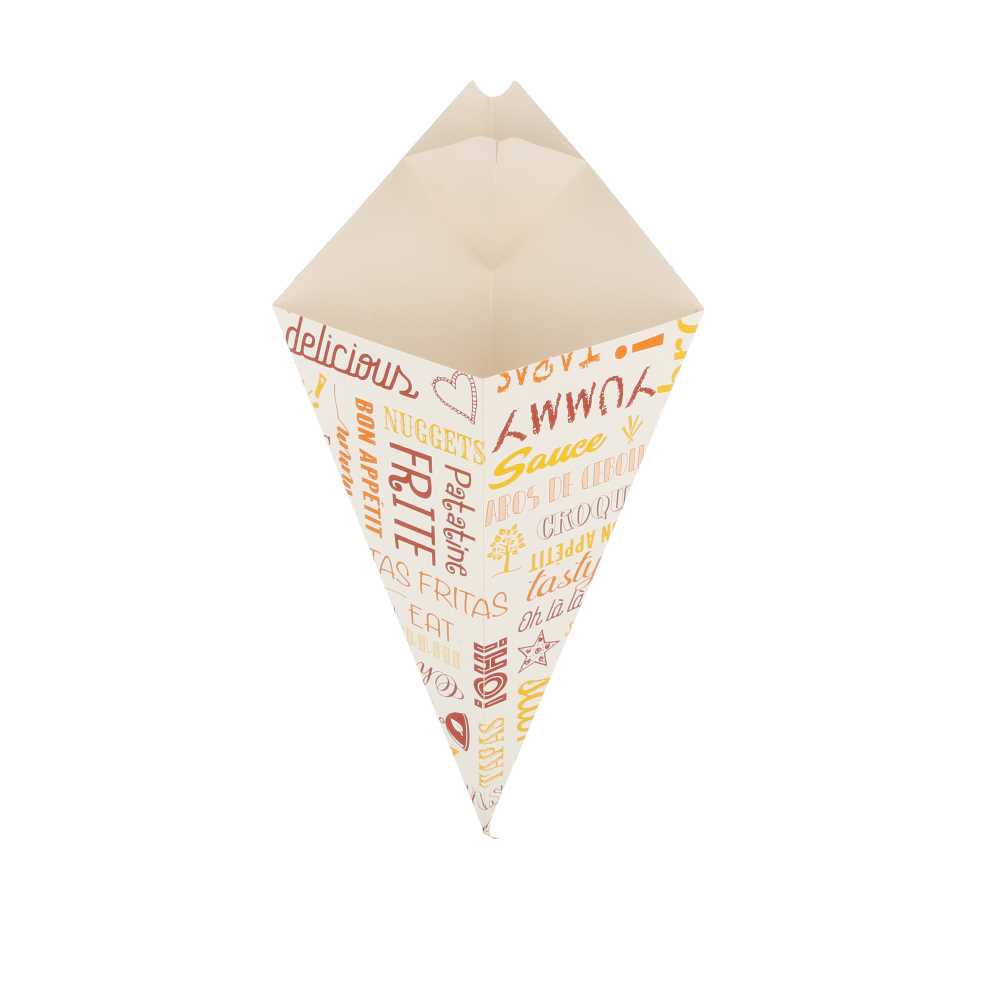 [229.57] CUCURUCHOS CON PESTAÑA 'THEPACK PAROLE' 250 G 230 G/M2 16,5x27 CM BLANCO CARTÓN ONDULADO NANO-MICRO (1200 UNID.)