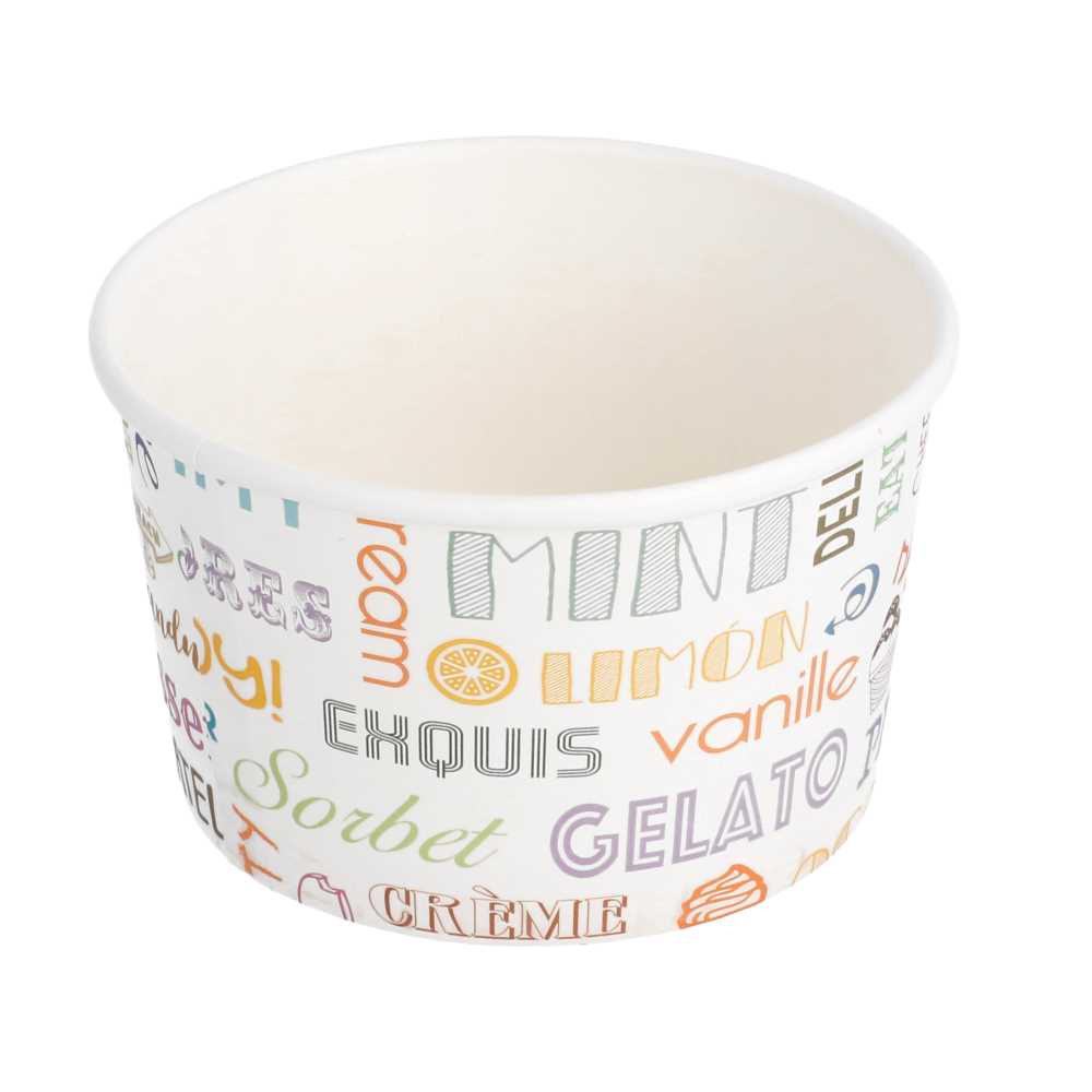 [230.33] TARRINAS HELADOS 'PAROLE' 240 ML 250 + 18 PE G/M2 Ø9,4x5,5 CM BLANCO CARTONCILLO (2000 UNID.)