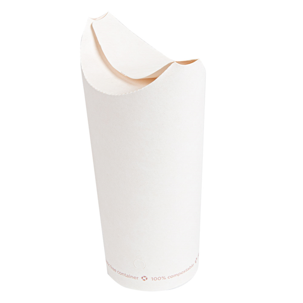 [255.31] Vasos Fritas Con Cierre 'Compostable' 22 Oz - 660 Ml 242 G/M2 8,5X18 Cm Blanco Cartoncillo (1000 Unid.)
