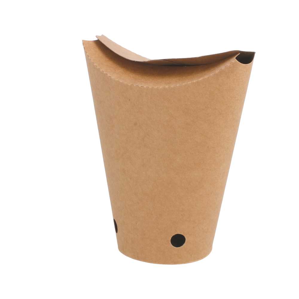 [233.48] Vasos Fritas Con Cierre 12 Oz - 360 Ml 200 + 25Pe G/M2 6,7X12,5 Cm Marrón Cartoncillo (2500 Unid.)
