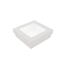CAJITAS+TAPAS CON VENTANA 'THEPACK' 750 ML 230 G/M2 + 12PP +OPP 14x14x5 CM BLANCO CARTÓN ONDULADO NANO-MICRO (250 UNID.)