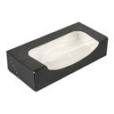 ENVASES SUSHI+VENTANA 'THEPACK' 230 G/M2 + OPP 19,7x9x4,5 CM NEGRO CARTÓN ONDULADO NANO-MICRO (400 UNID.)