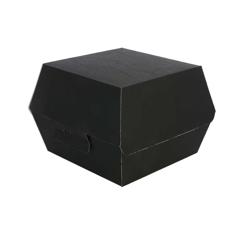 CONCHAS HAMBURGUESA 'THEPACK' 230 G/M2 14,4x13,6x9,2 CM (L+) NEGRO CARTÓN ONDULADO NANO-MICRO (500 UNID.)