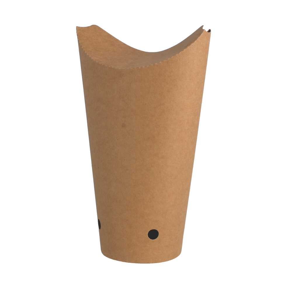 [233.49] Vasos Fritas Con Cierre 22 Oz - 660 Ml 200 + 25Pe G/M2 8,5X18 Cm Marrón Cartoncillo (1000 Unid.)