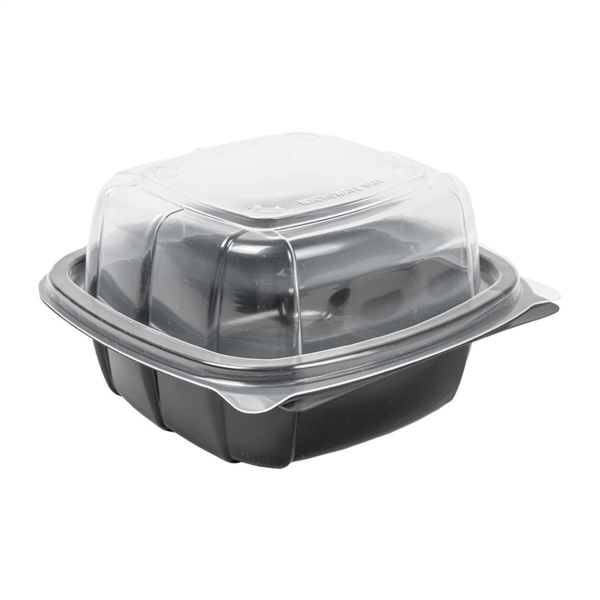 [266.97] RECIPIENTES CON TAPA BISAGRA MICROONDABLES 468 ML 15,1x15,7x8,3 CM NEGRO PP (180 UNID.)