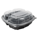 RECIPIENTES CON TAPA BISAGRA 3 COMPARTIMENTOS MICROONDABLES 1130 ML 22,9x23,3x8,2 CM NEGRO PP (100 UNID.)