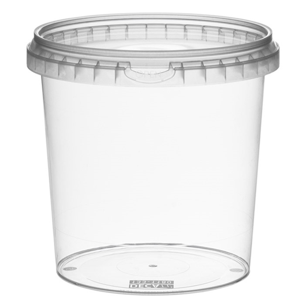 [206.90] RECIPIENTES INVIOLABLES + TAPAS 1200 ML Ø 13,3x13 CM TRANSPARENTE PP (100 UNID.)