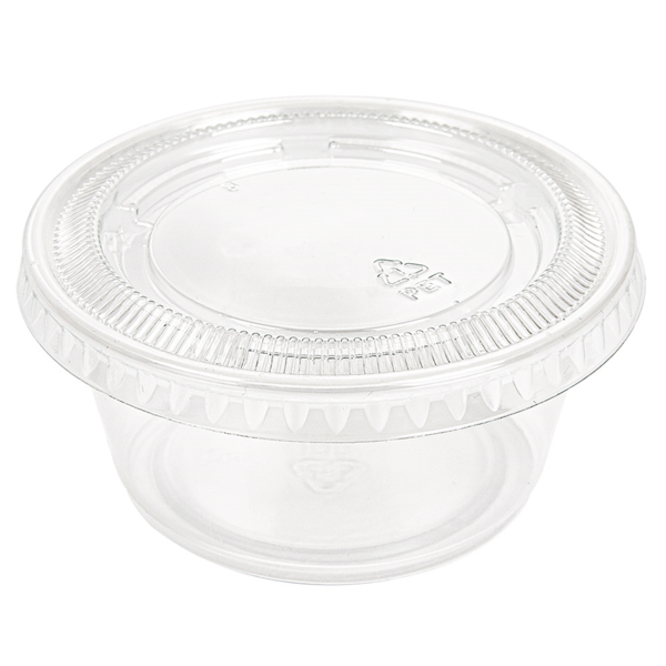 50 TARRINAS PEQUEÑAS + 50 TAPAS 100 ML Ø7,4x3,5 CM TRANSPARENTE PP (24 UNID.)