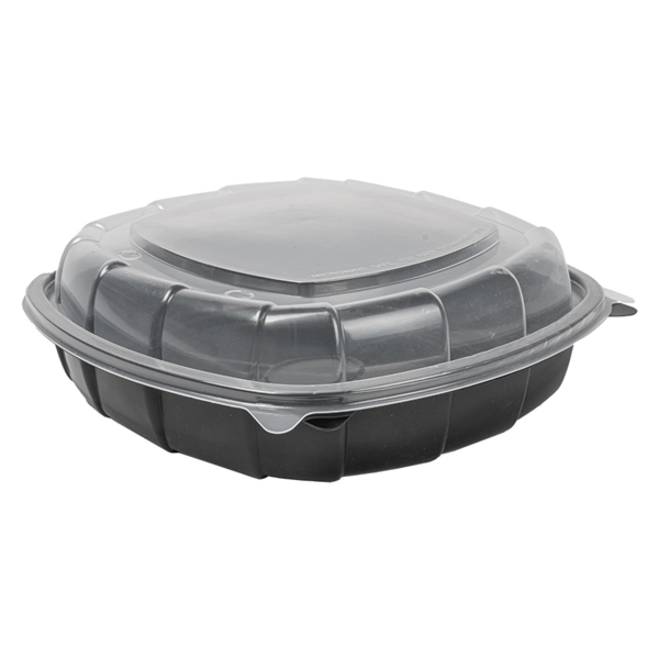 RECIPIENTES CON TAPA BISAGRA MICROONDABLES 1370 ML 25,1x25,8x7,4 CM NEGRO PP (100 UNID.)