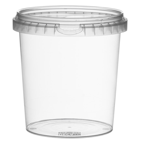 RECIPIENTES INVIOLABLES + TAPAS 870 ML Ø 11,8x12,6 CM TRANSPARENTE PP (200 UNID.)