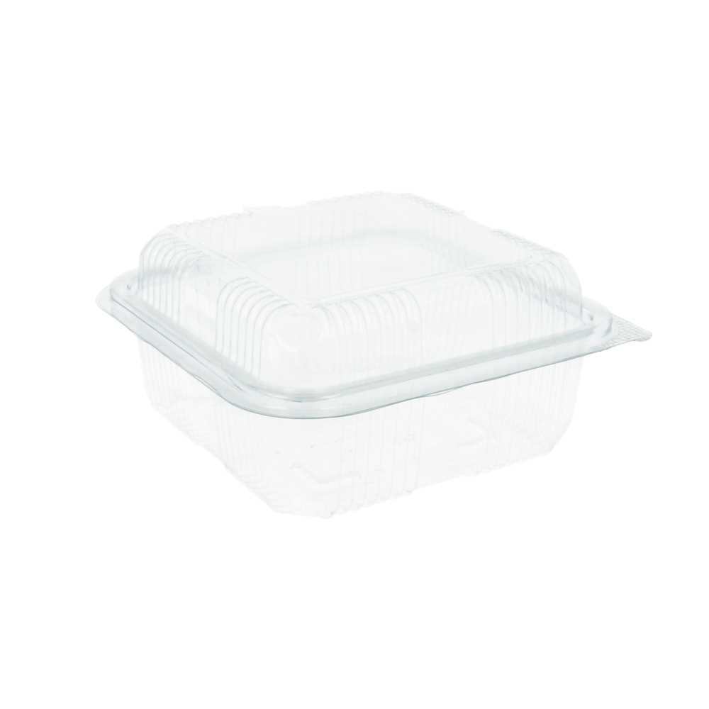 RECIPIENTES PASTELERÍA + TAPA 600 ML 14x14x7,2 CM TRANSPARENTE RPET (700 UNID.)