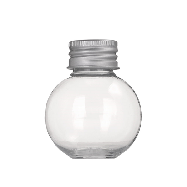 [268.49] BOTELLAS BOLA CON TAPÓN ALUMINIO 50 ML Ø5x6,2 CM TRANSPARENTE PET (150 UNID.)