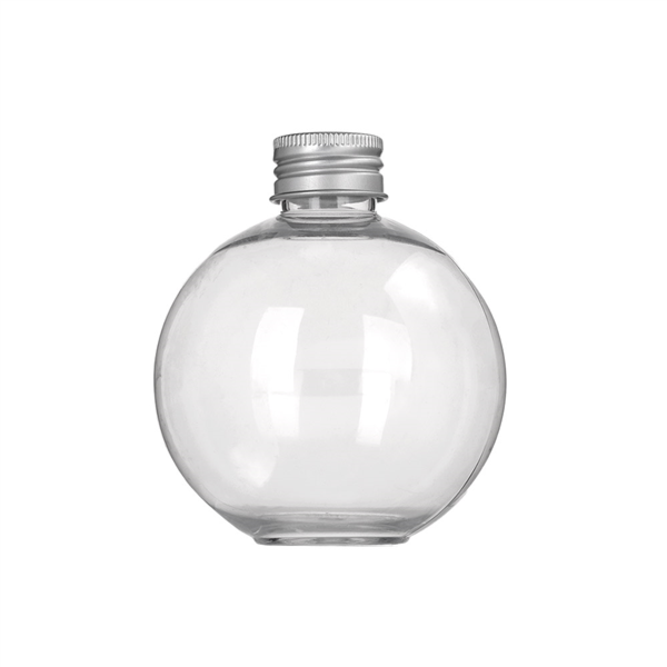 BOTELLAS BOLA CON TAPÓN ALUMINIO 250 ML Ø8x9,1 CM TRANSPARENTE PET (150 UNID.)