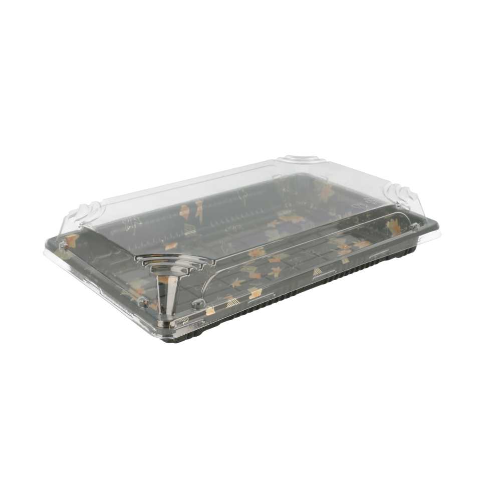 [191.51] RECIPIENTES + TAPAS PARA "SUSHI" 24x15x4 CM NEGRO PS (300 UNID.)