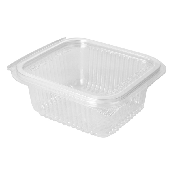 [227.37] ENSALADERAS CON TAPA BISAGRA 500 ML 13,5x12,5x5,6 CM TRANSPARENTE PLA (600 UNID.)