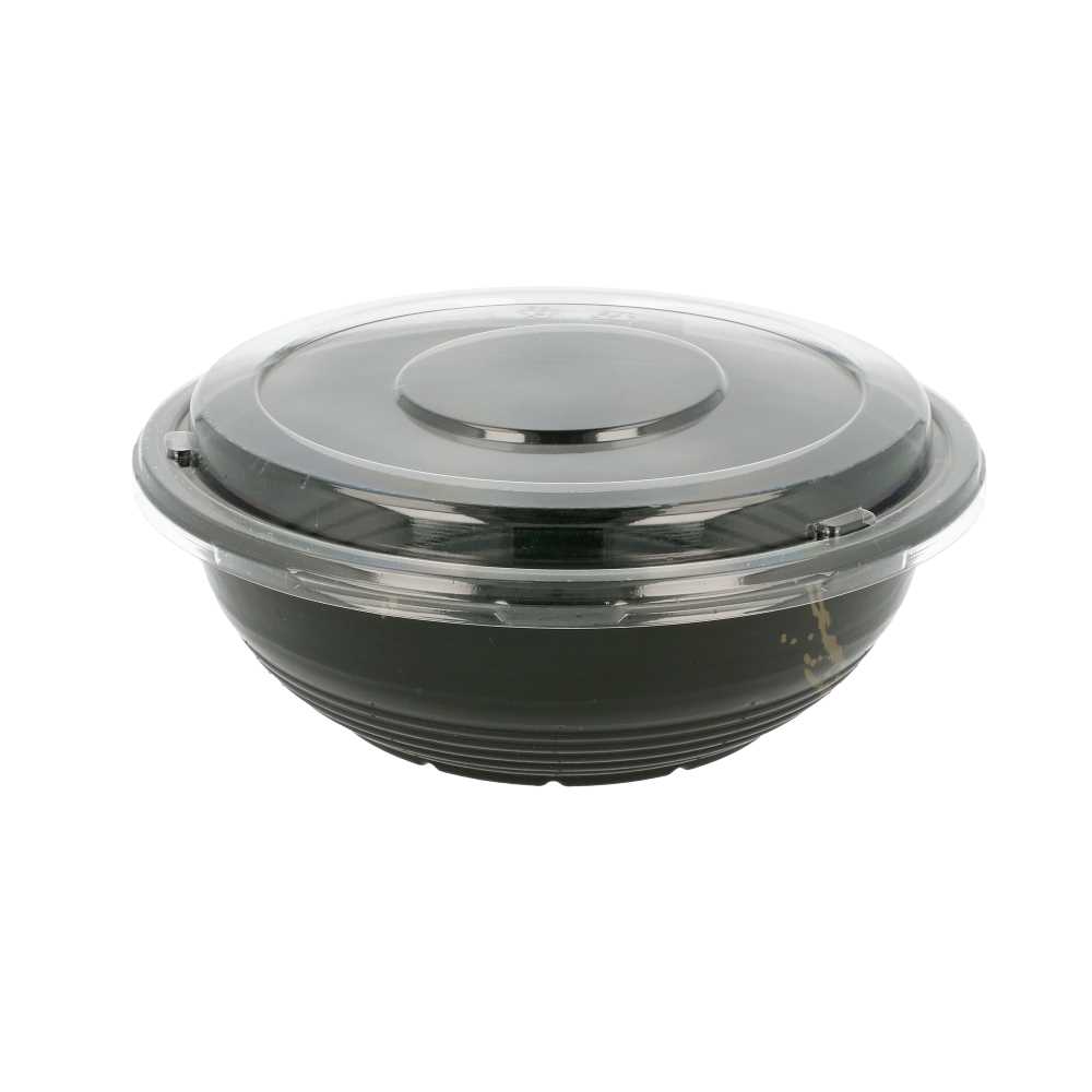 [195.42] Boles + Tapas 900 Ml Ø 18,6X6,1 Cm Negro Pp (400 Unid.)