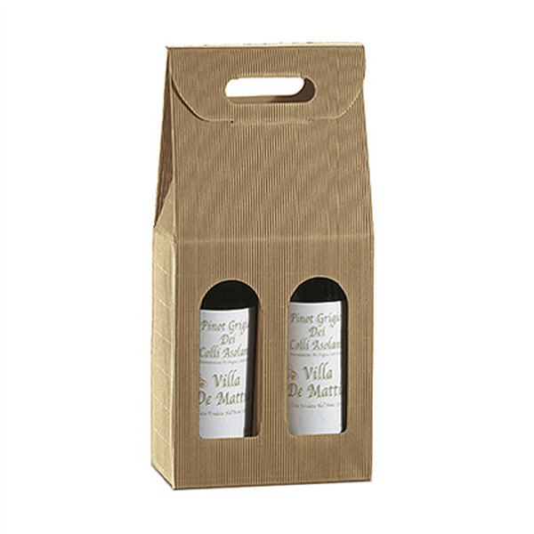 [201.52] 30 U. Cajas 2 Botellas 18X9X34 Cm Natural Kraft (1 Unid.)