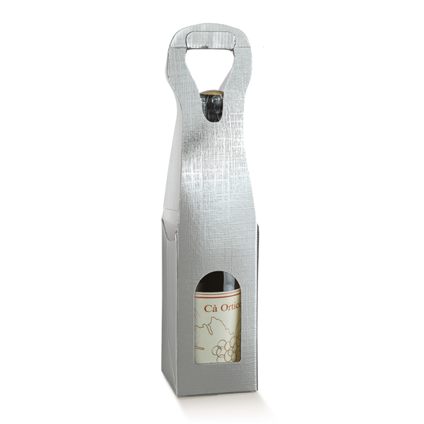 100 U. CAJAS 1 BOTELLA 9x9x41 CM PLATEADO CARTÓN (1 UNID.)
